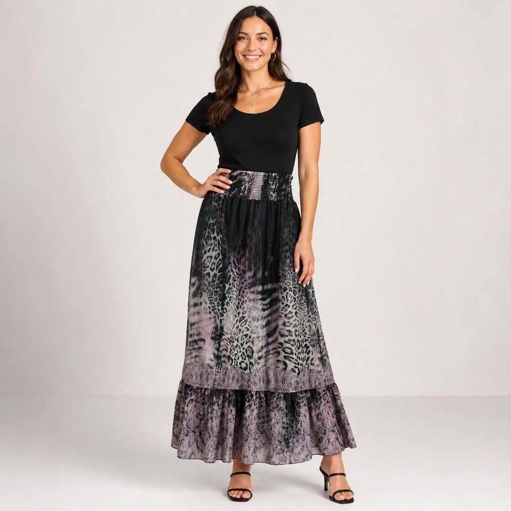 Boston Proper Maxi Skirt Womens Small Pink Animal Print Coquette Mob Wife